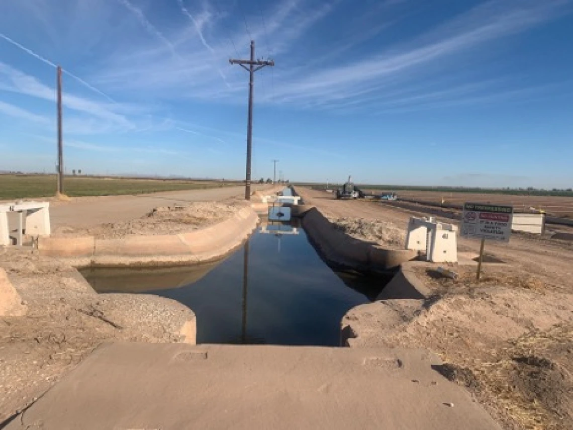 A water canal west of Yuma, Arizona that carries Colorado River water to farms